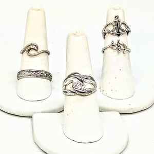 Vintage Jewelry Lot Five Sterling Silver Rings